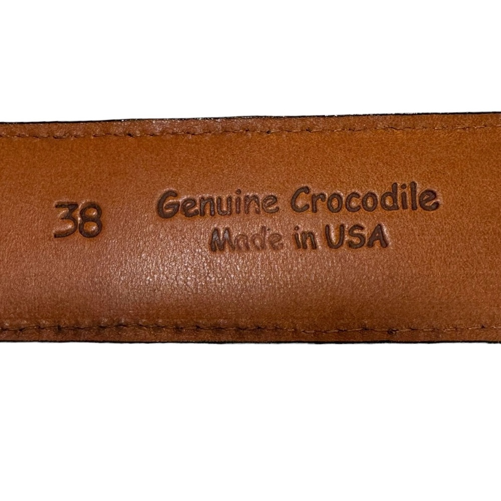 Scott Mallory SoHo New York Size 38 Genuine Croc Leather Brown Belt - Picture 6 of 7